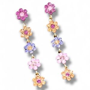 Linear Drop Dangle 🌼 Flower 🌺 Earrings